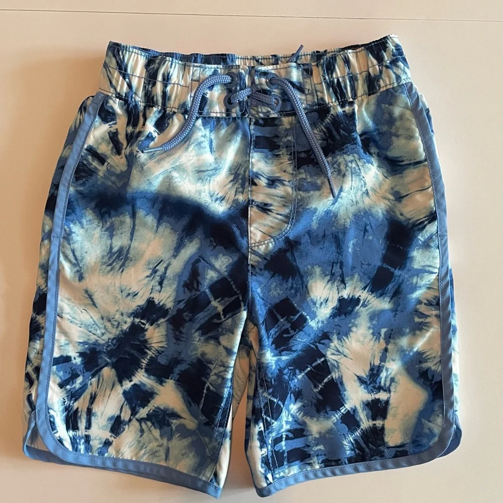 GAP Surf Boys Swim Trunks Blue Tie Dye Board Shorts Elastic Waist Size 6-7 Sm